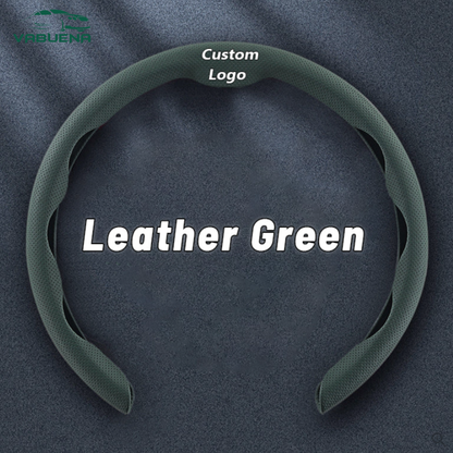 AutoNex - Universal Fit Customized Car Logo Breathable Ultra-thin 5D Leather & Carbon Car Steering Wheel Cover