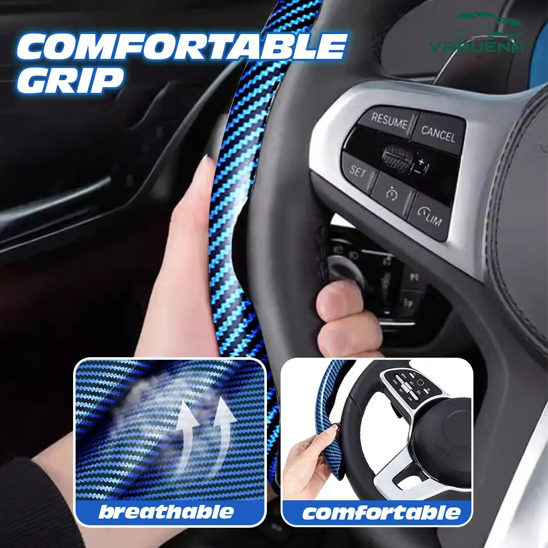 Samoz Shield - Universal Fit Anti-Slip Carbon Fiber Silicone Steering Wheel Cover