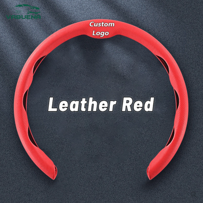 AutoNex - Universal Fit Customized Car Logo Breathable Ultra-thin 5D Leather & Carbon Car Steering Wheel Cover