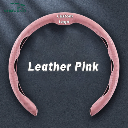 AutoNex - Universal Fit Customized Car Logo Breathable Ultra-thin 5D Leather & Carbon Car Steering Wheel Cover