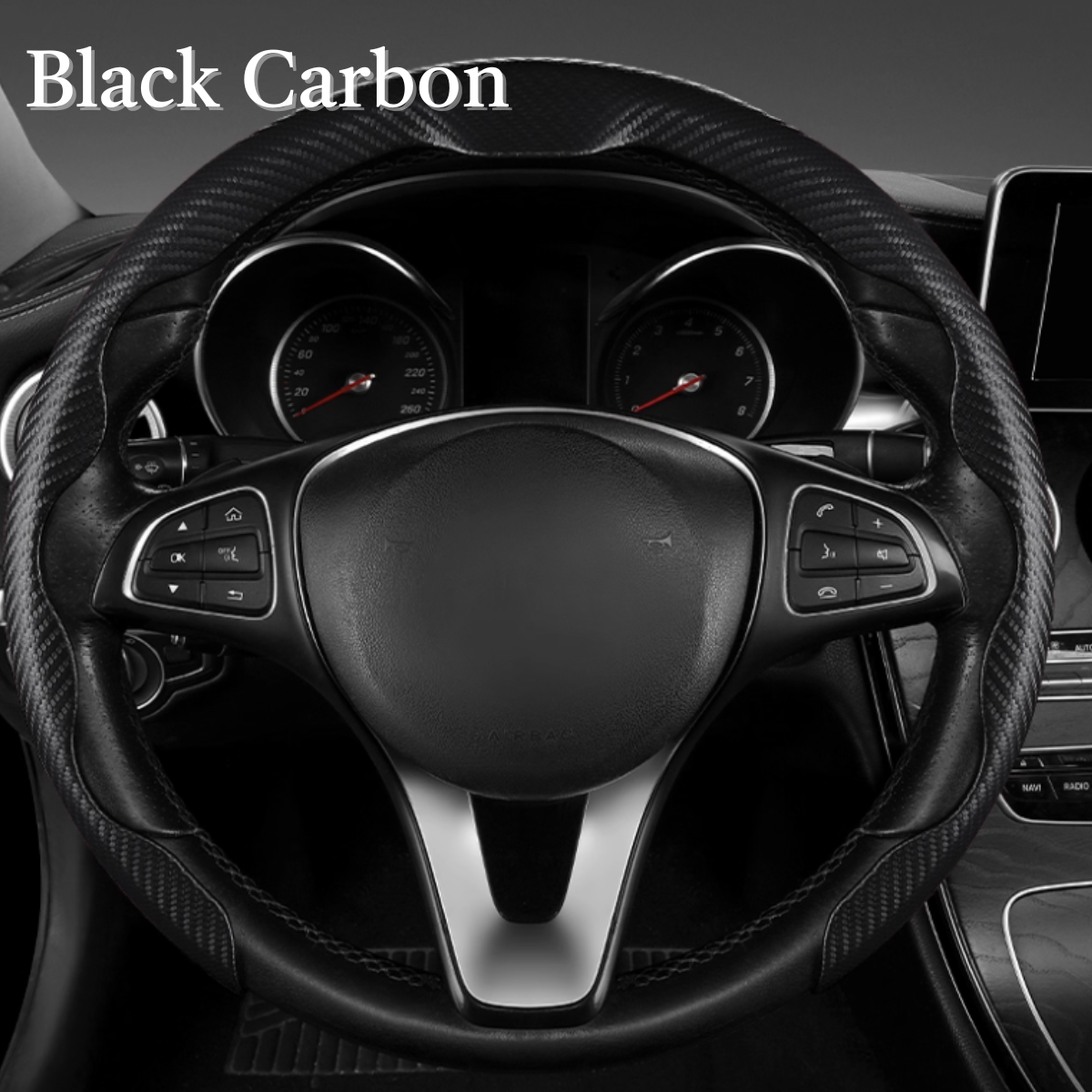 AutoNex - Universal Fit Customized Car Logo Breathable Ultra-thin 5D Leather & Carbon Car Steering Wheel Cover