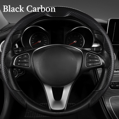AutoNex - Universal Fit Customized Car Logo Breathable Ultra-thin 5D Leather & Carbon Car Steering Wheel Cover