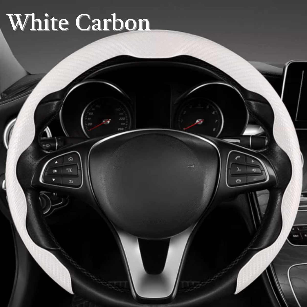 AutoNex - Universal Fit Customized Car Logo Breathable Ultra-thin 5D Leather & Carbon Car Steering Wheel Cover