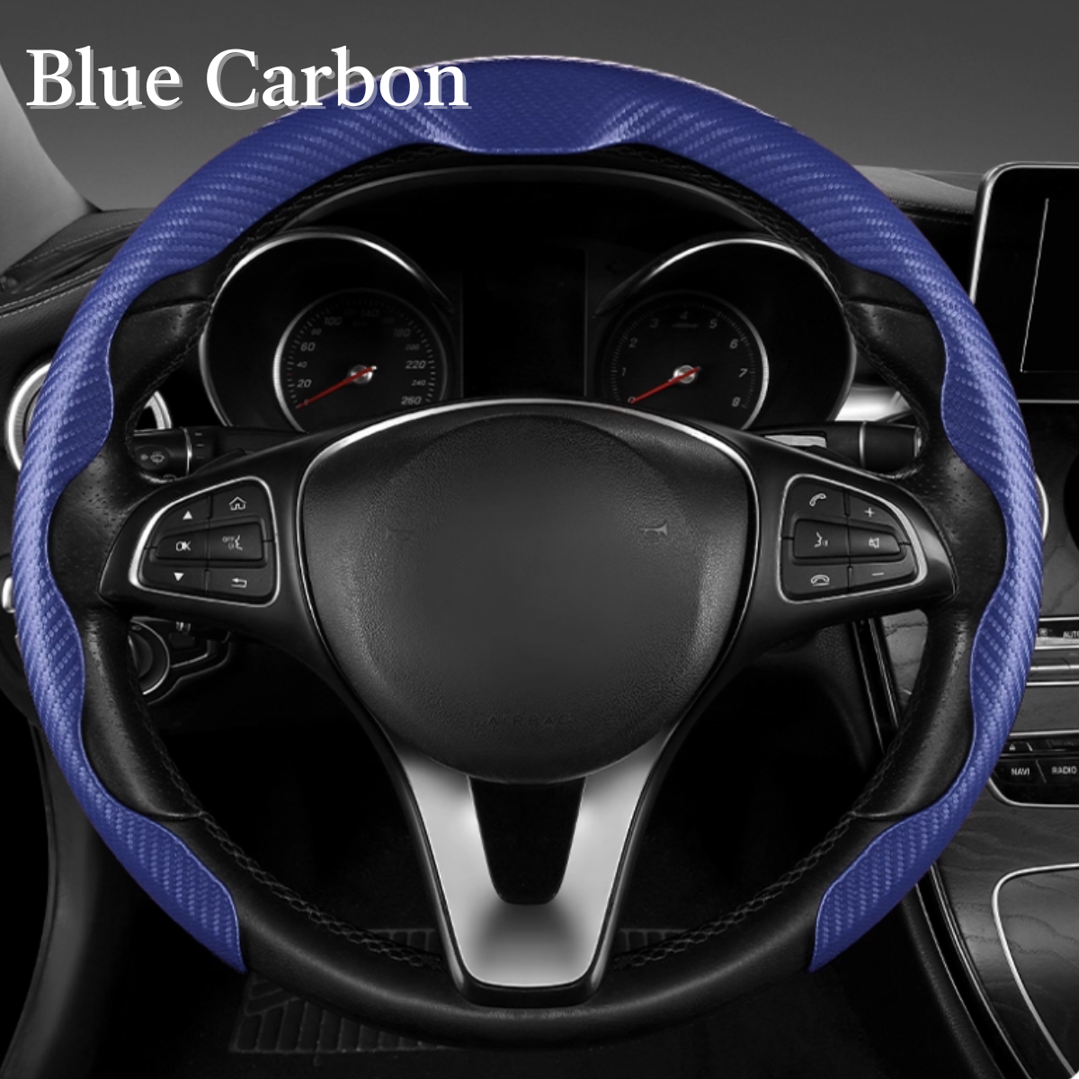 AutoNex - Universal Fit Customized Car Logo Breathable Ultra-thin 5D Leather & Carbon Car Steering Wheel Cover