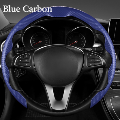 AutoNex - Universal Fit Customized Car Logo Breathable Ultra-thin 5D Leather & Carbon Car Steering Wheel Cover