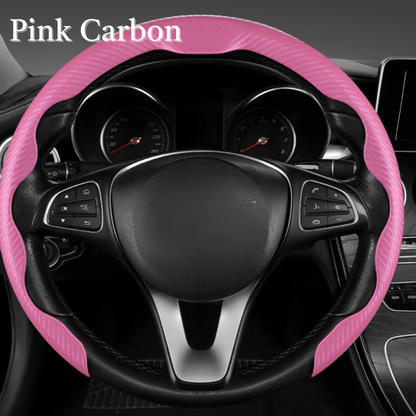 AutoNex - Universal Fit Customized Car Logo Breathable Ultra-thin 5D Leather & Carbon Car Steering Wheel Cover