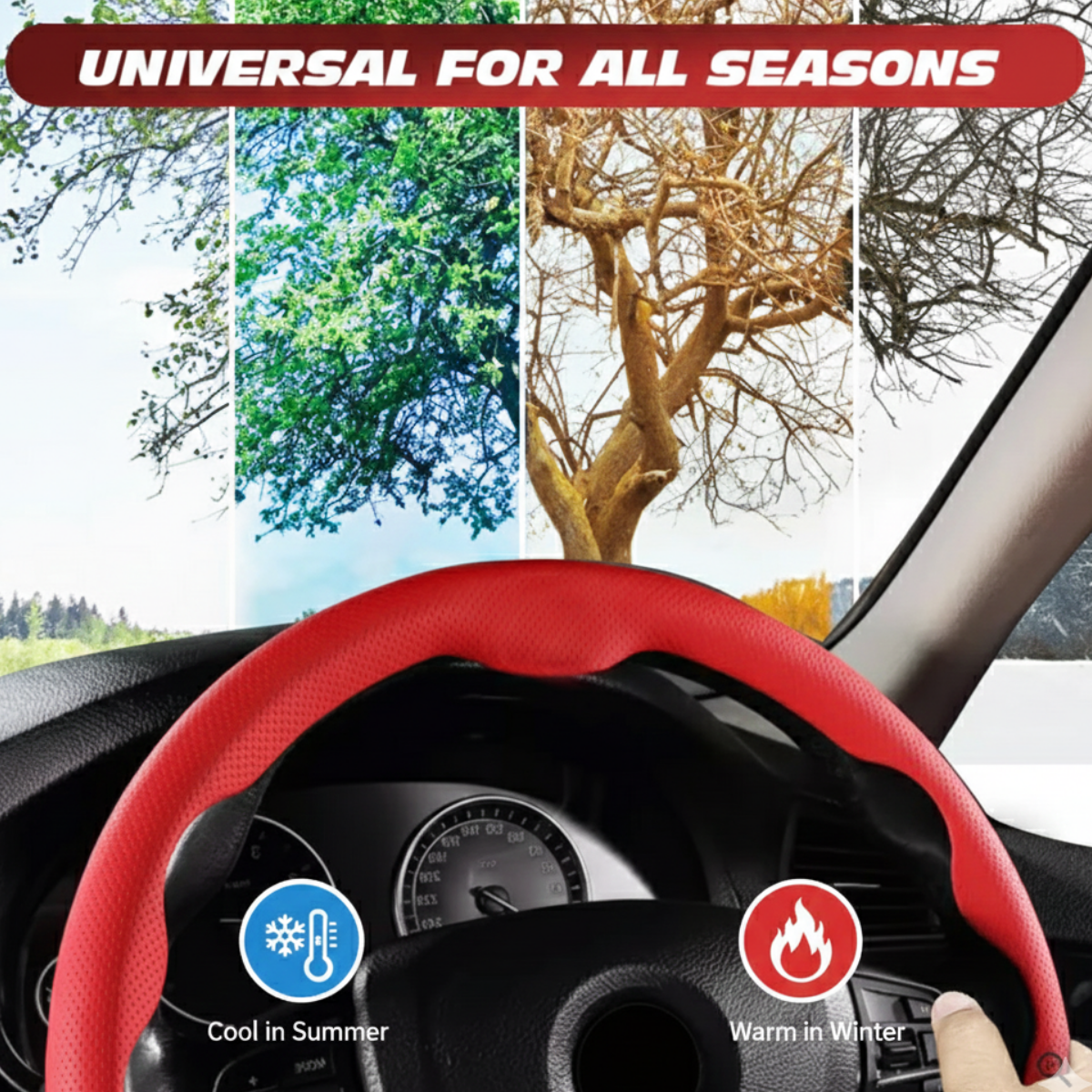 AutoNex - Universal Fit Customized Car Logo Breathable Ultra-thin 5D Leather & Carbon Car Steering Wheel Cover