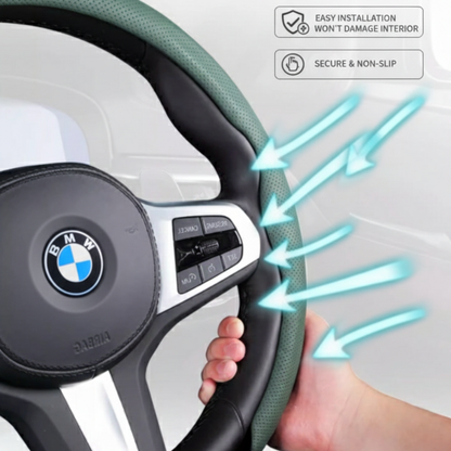 AutoNex - Universal Fit Customized Car Logo Breathable Ultra-thin 5D Leather & Carbon Car Steering Wheel Cover