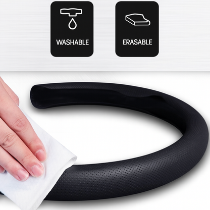 AutoNex - Universal Fit Customized Car Logo Breathable Ultra-thin 5D Leather & Carbon Car Steering Wheel Cover