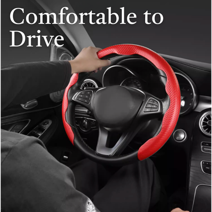 AutoNex - Universal Fit Customized Car Logo Breathable Ultra-thin 5D Leather & Carbon Car Steering Wheel Cover