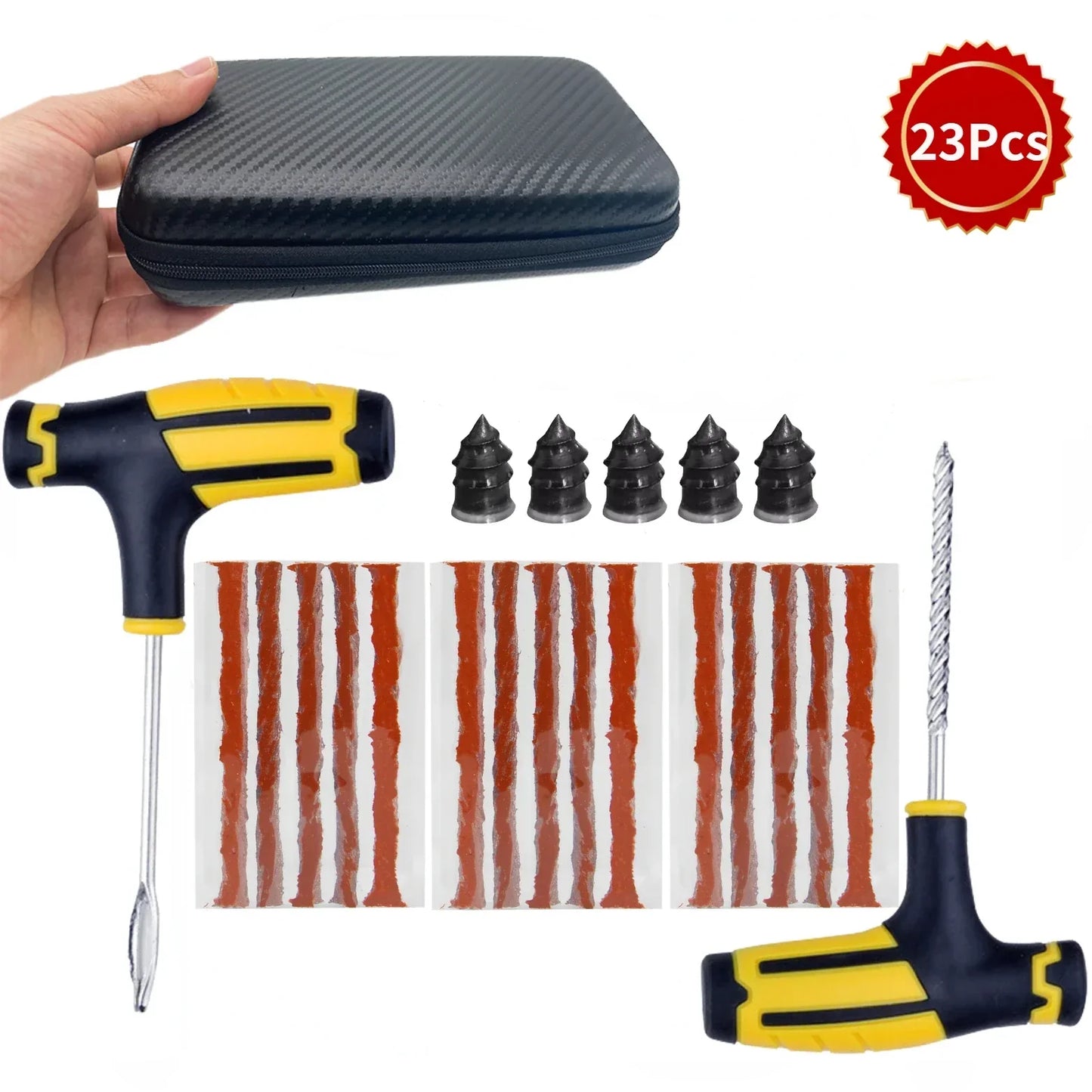 Car Tire Repair Kit with Puncture Plugs and Glue